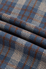 Gray Plaid Corduroy Patchwork Collared Zip Up Snap Button Jacket Plaid Shackets JT's Designer Fashion