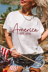 White America EST.1776 Embroidered Graphic Tee Graphic Tees JT's Designer Fashion