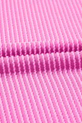 Bright Pink Corded Knit Crew Neck Puff Sleeve Shift Mini Dress T Shirt Dresses JT's Designer Fashion