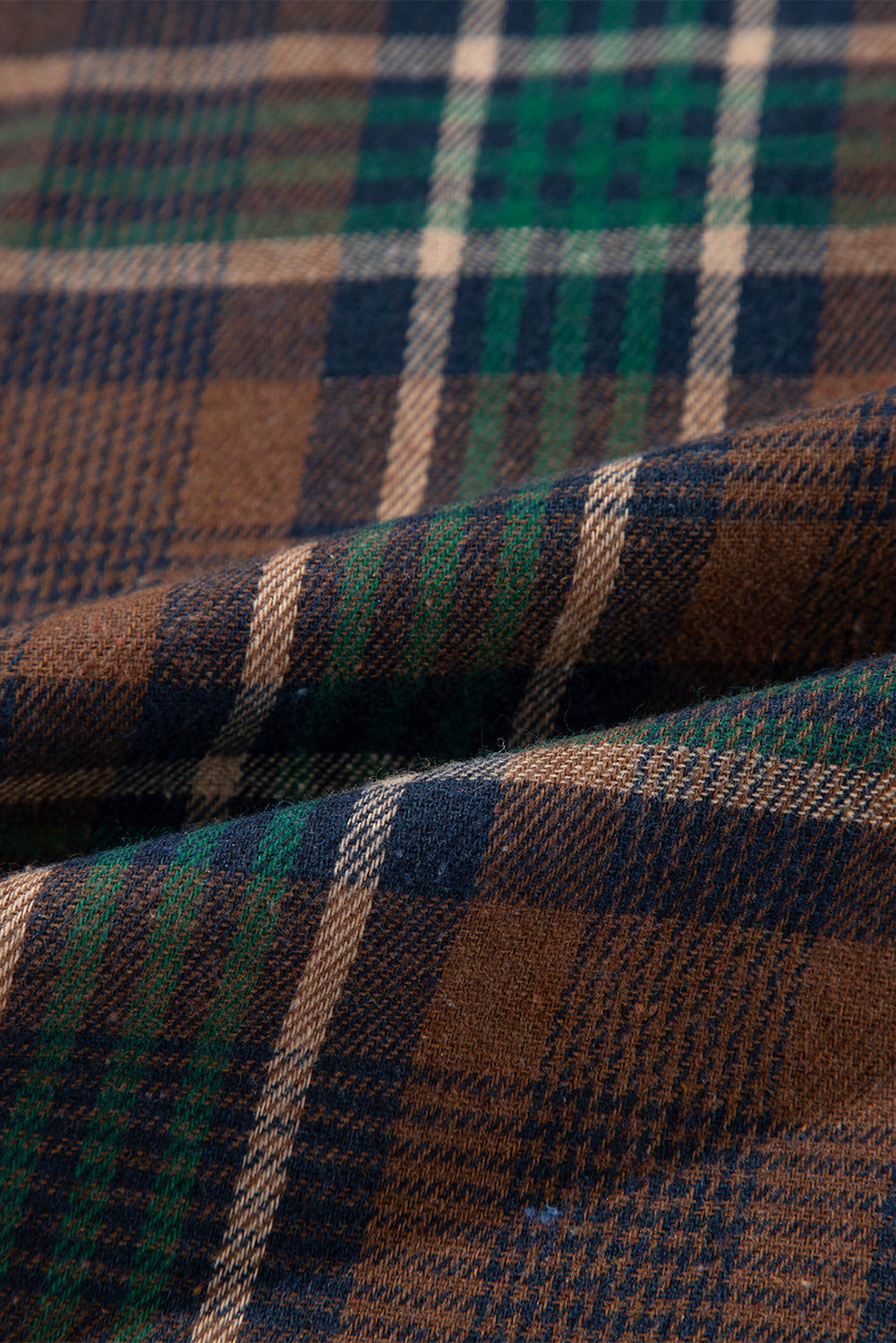 Brown Plaid Print Chest Pockets Buttoned Shirt Jacket Plaid Shackets JT's Designer Fashion