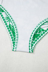 Green Floral Print One Shoulder High Waist Bikini Set Bikinis JT's Designer Fashion