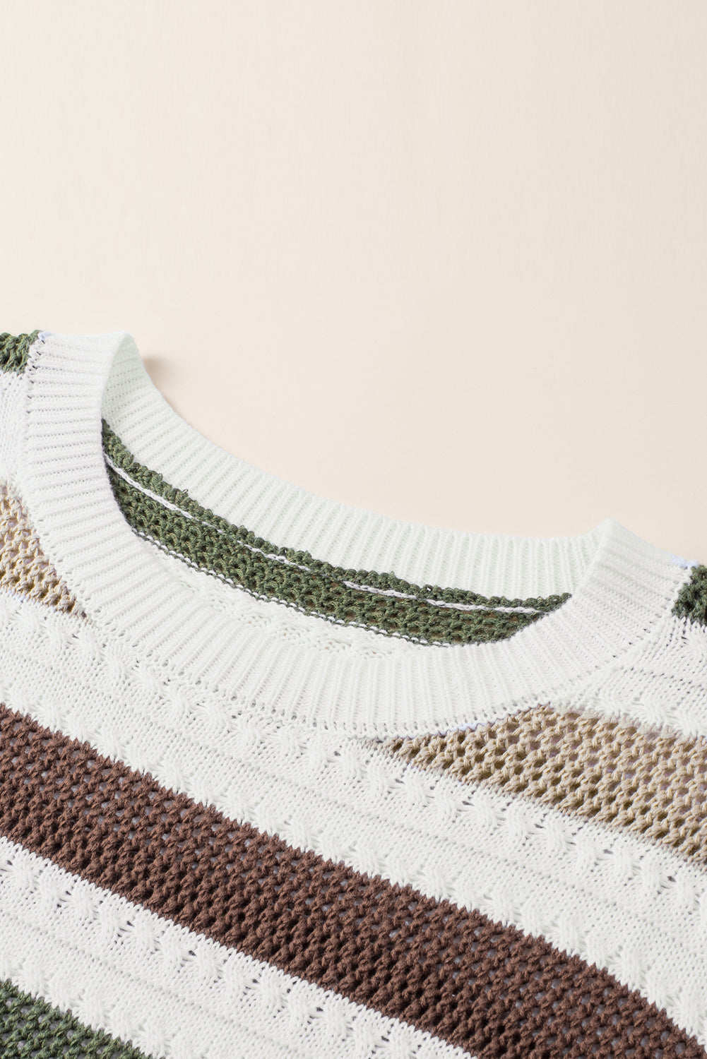 Stripe Crochet Hollow out Knit Sweater Sweaters & Cardigans JT's Designer Fashion