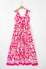Rose Floral V Neck Crisscross Backless Long Dress Maxi Dresses JT's Designer Fashion