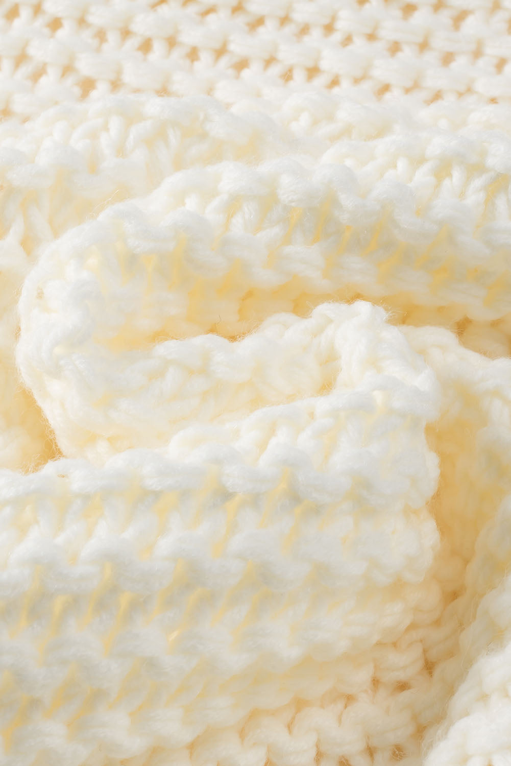 White Chunky Oversize Knit Drop Shoulder Puff Sleeve Cardigan Cardigans JT's Designer Fashion