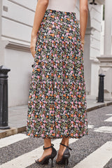 Brown Leopard Floral Reversible Ruffle Hem Maxi Skirt Skirts & Petticoat JT's Designer Fashion
