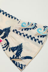 White Printed Tribal Bracelet Sleeve Buttoned Mini Dress Mini Dresses JT's Designer Fashion