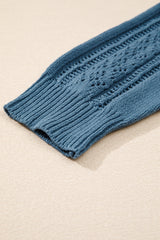 Real Teal Open Knit V Neck Button Front Drop Shoulder Plus Size Cardigan Plus Size Sweaters & Cardigans JT's Designer Fashion