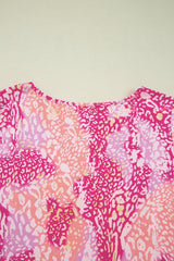 Rose Classic Leopard Print Handkerchief Hem Tunic Top Blouses & Shirts JT's Designer Fashion