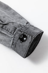 Medium Grey Mineral Wash Patched Pocket Split Denim Jacket Denim Jackets JT's Designer Fashion