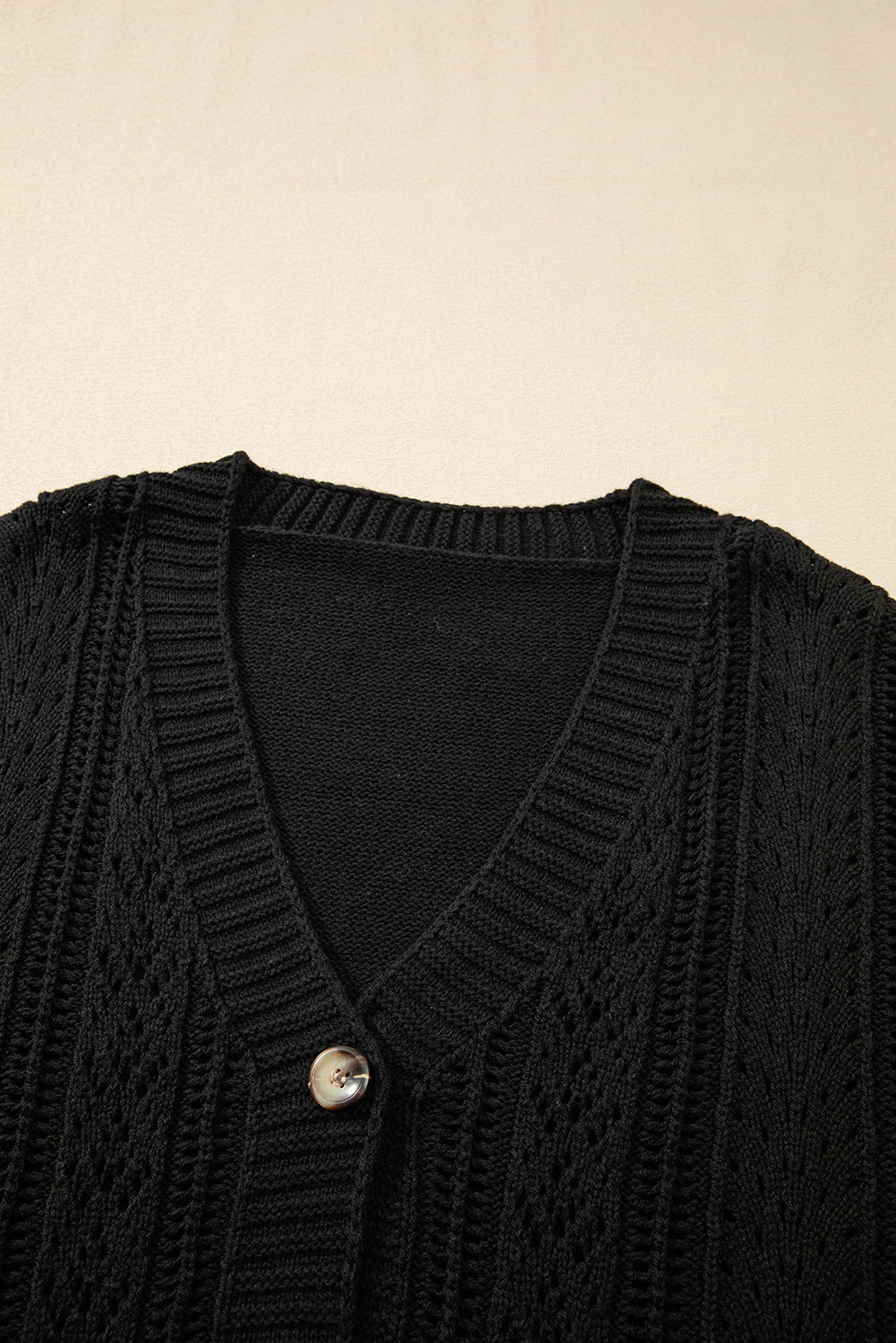 Black Open Knit Drop Shoulder Sweater Cardigan Cardigans JT's Designer Fashion