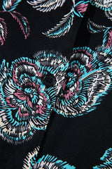 Black Floral Print Lapel Collar Loose Shirt Mini Dress Floral Dresses JT's Designer Fashion