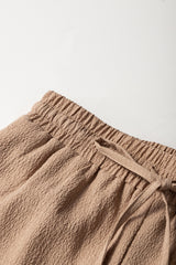 Straw Yellow Textured Tiered Edge High Waist Casual Shorts Casual Shorts JT's Designer Fashion