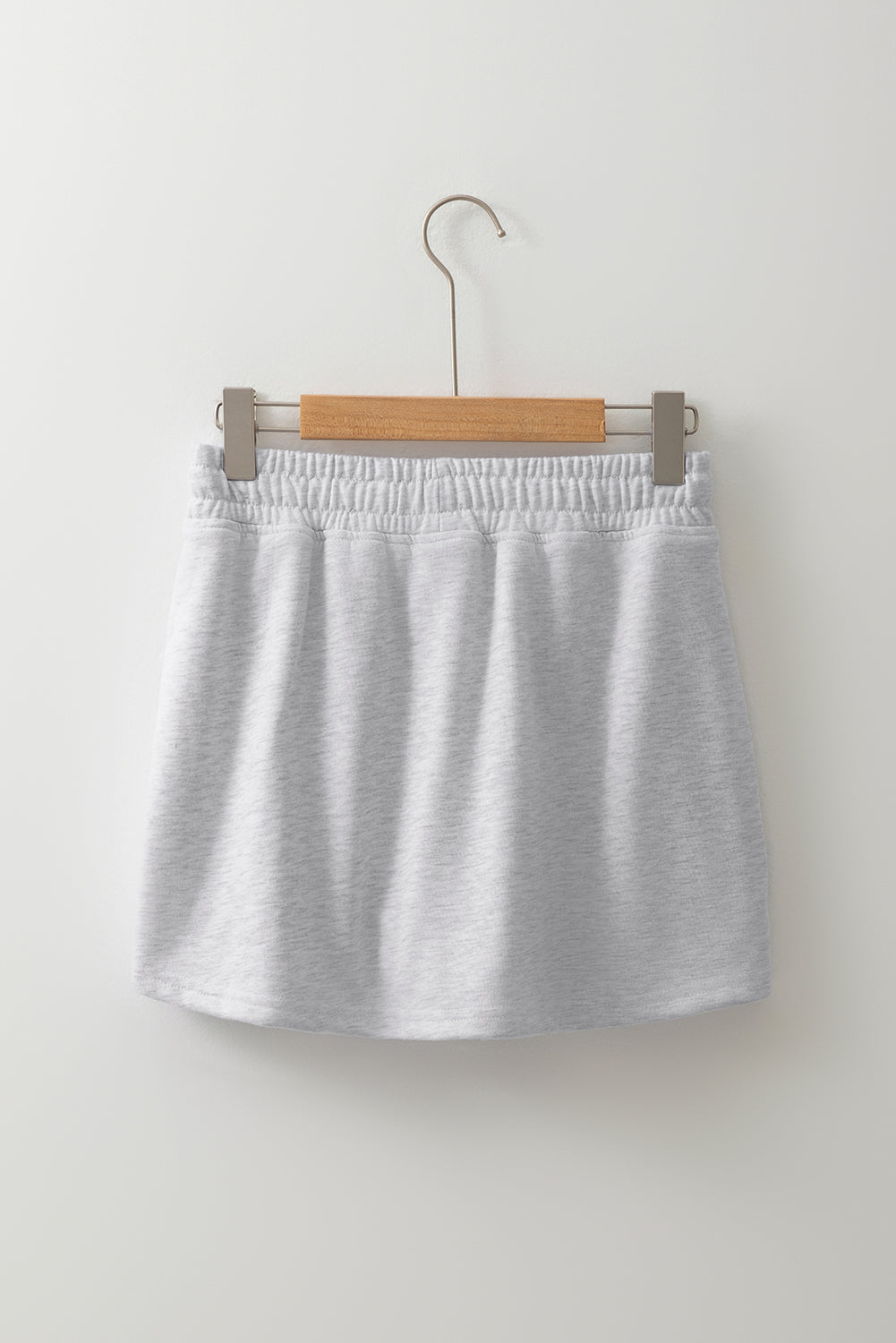 Light Grey French Terry Drawstring Mini Skort with Pockets Skirts & Petticoat JT's Designer Fashion