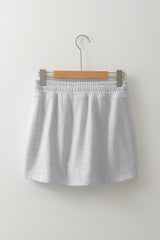 Light Grey French Terry Drawstring Mini Skort with Pockets Skirts & Petticoat JT's Designer Fashion