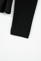 Black Ribbed Knit Long Sleeve Scoop Neck Peplum Patchwork Top Long Sleeve Tops JT's Designer Fashion