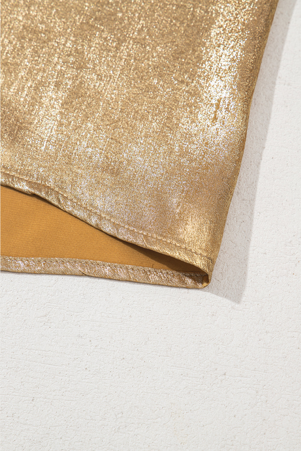 Gold Round Neck Metal Texture Casual Tank Top Blouses & Shirts JT's Designer Fashion