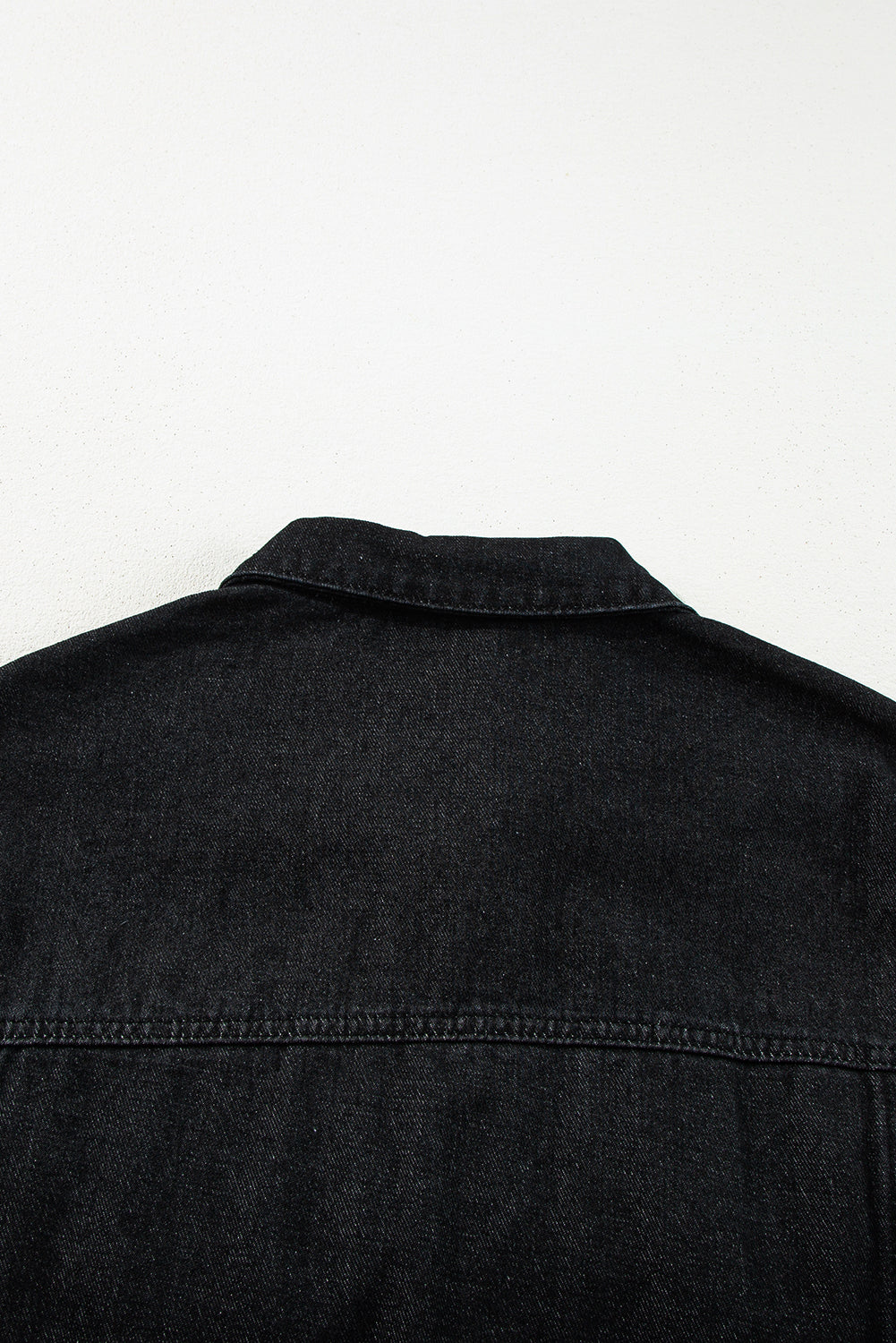 Black Raw Edge Ruffled Short Sleeve Denim Jacket Denim Jackets JT's Designer Fashion