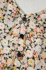 Khaki Boho Floral Printed Tie Waist Flared Sundress Floral Dresses JT's Designer Fashion
