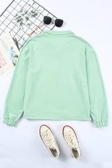 Green Zip Front Pocketed Pullover Sweatshirt Sweatshirts & Hoodies JT's Designer Fashion