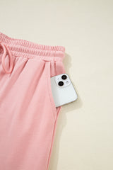 Apricot Pink Half Sleeve T-Shirt & Cargo Sweatpants Set Pant Sets JT's Designer Fashion