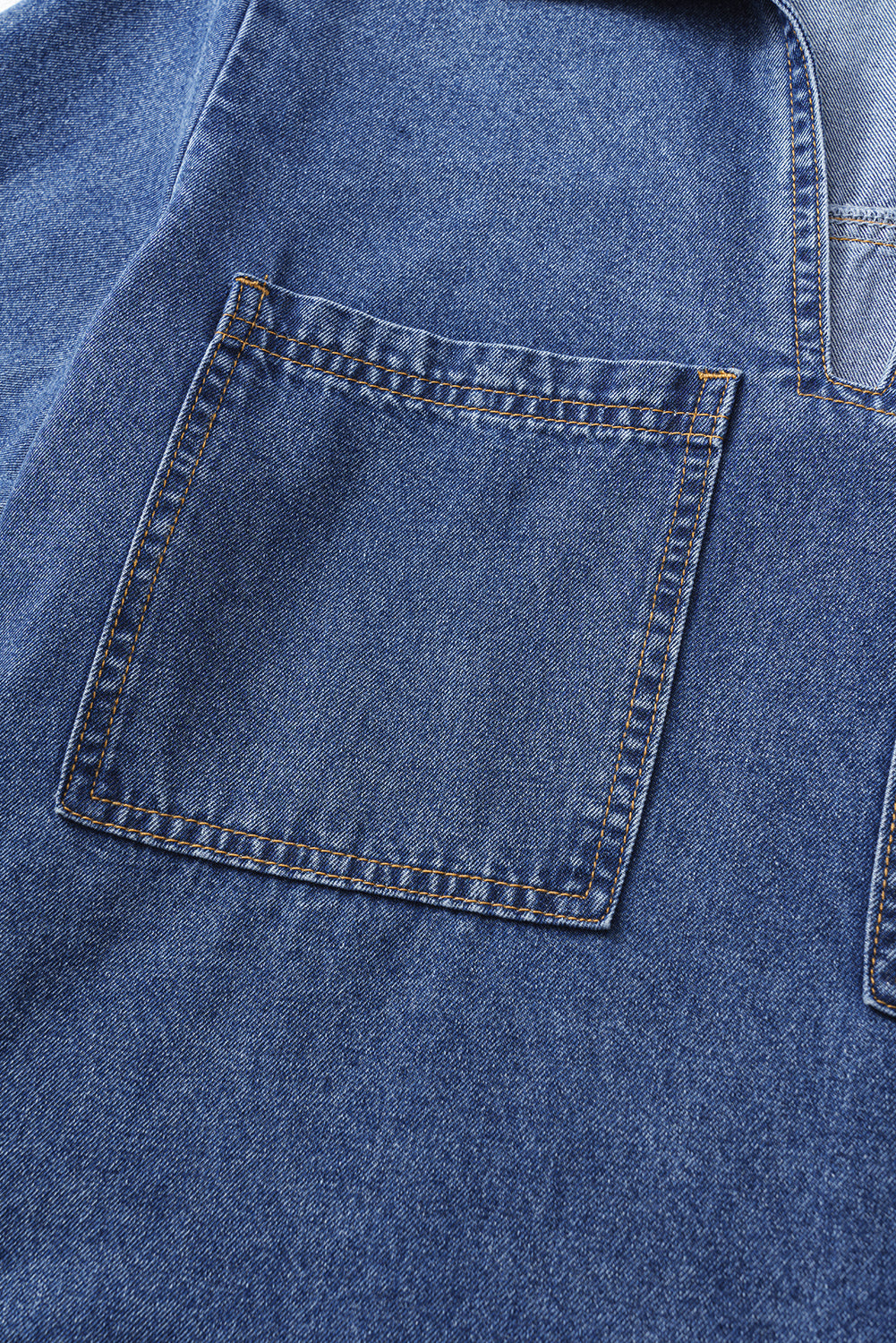 Blue Short Sleeve Collared Patched Pocket Denim Mini Dress Mini Dresses JT's Designer Fashion
