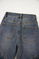 Sail Blue Exposed Stitching Loose Straight High Waist Jeans Jeans JT's Designer Fashion