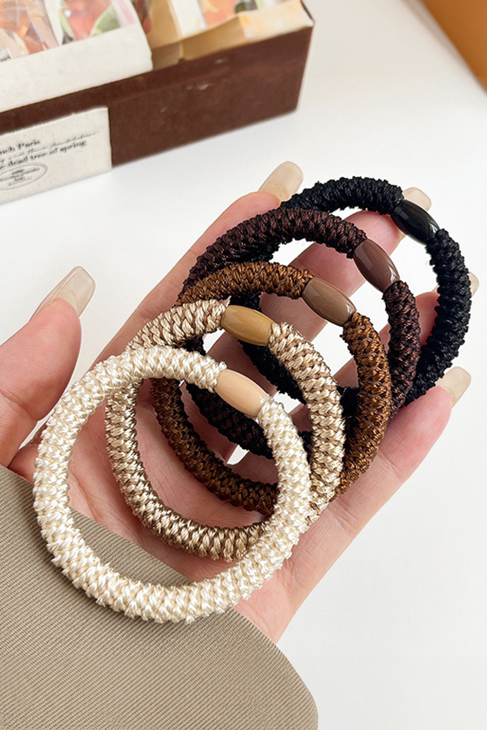 Camel 5Pcs Solid High Elastic Hair Tie Headwear JT's Designer Fashion