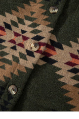 Green Aztec Print Flap Pockets Long Sleeve Shacket Jackets JT's Designer Fashion