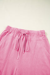 Bonbon Mineral Wash Exposed Seam Drawstring High Waist Wide Leg Cargo Pants Casual Shorts JT's Designer Fashion