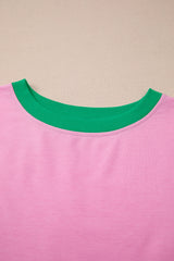 Bonbon Colorblock Edge Drop Shoulder T Shirt and Skort 2Pcs Set Short Sets JT's Designer Fashion