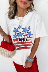 White Stars AND Stripes Bow Graphic T Shirt Graphic Tees JT's Designer Fashion