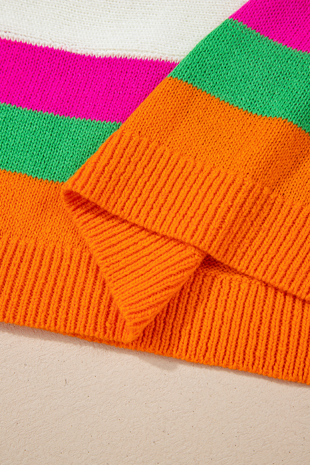 White Star Pattern Colorblock Striped Edge Drop Shoulder Sweater Sweaters JT's Designer Fashion