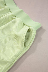 Meadow Mist Green Textured Cropped Hoodie and Shorts Set Short Sets JT's Designer Fashion