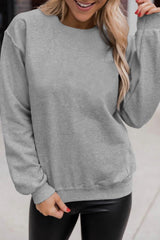 Gray Solid Color Crewneck Pullover Sweatshirt Sweatshirts & Hoodies JT's Designer Fashion