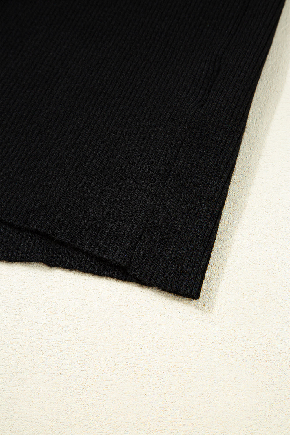 Black Ribbed Knit Cold Shoulder Sweater Sweaters JT's Designer Fashion