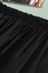 Black Plus Size Frill High Waist Pocketed Soft Pants Plus Size Bottoms JT's Designer Fashion