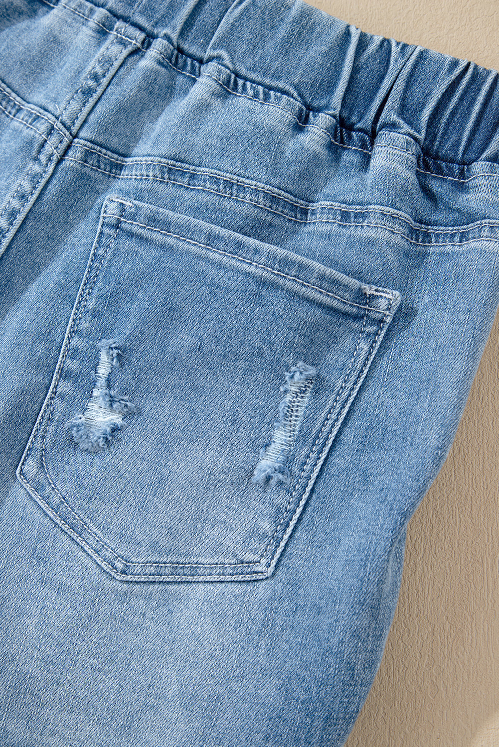 Myosotis Drawstring High Waist Distressed Denim Shorts Denim Shorts JT's Designer Fashion
