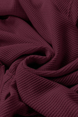 Red Dahlia Waffle Knit Fleece Lined High Low Oversized Hoodie Sweatshirts & Hoodies JT's Designer Fashion