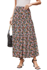 Brown Leopard Floral Reversible Ruffle Hem Maxi Skirt Skirts & Petticoat JT's Designer Fashion
