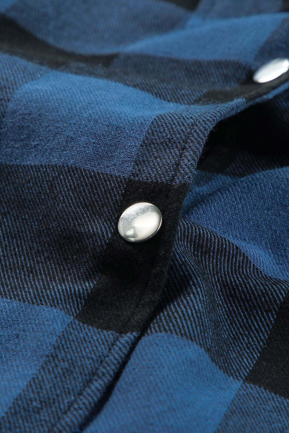 Blue Turn-down Collar Plaid Shirt Jacket Plaid Shackets JT's Designer Fashion