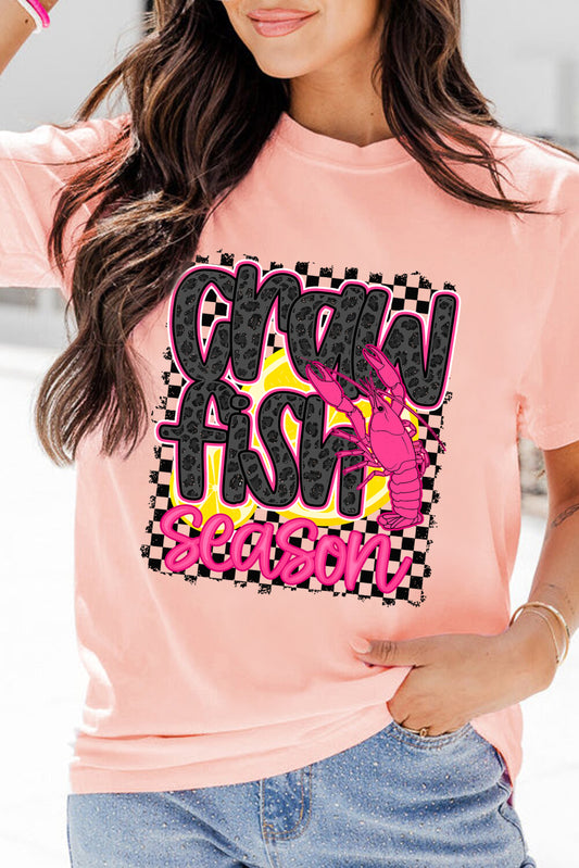 Pink Crawfish Season Graphic Casual Tee Graphic Tees JT's Designer Fashion