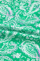 Green Paisley Print Long Sleeve Button Front Tied Waist Mini Dress Mini Dresses JT's Designer Fashion
