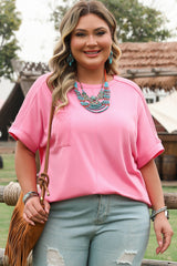 Bonbon Corded Patchwork Pocketed Plus Size T Shirt Plus Size Tops & Tees JT's Designer Fashion