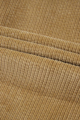 Light French Beige Patched Pocket Button Up Corduroy Shacket Jackets JT's Designer Fashion