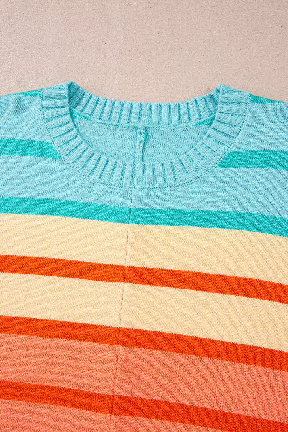 Yellow Stripe Gradient Striped Ribbed Edge Loose Sweater Sweaters JT's Designer Fashion