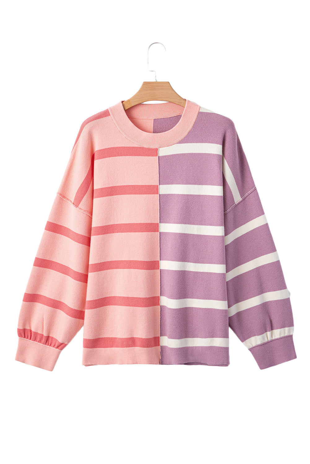 Pink Stripe Colorblock Oversized Sweater Sweaters JT's Designer Fashion