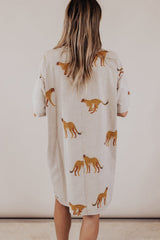 Apricot Plus Size Cheetah Print Side Pockets T Shirt Mini Dress Plus Size Mini Dresses JT's Designer Fashion