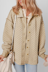 Jet Stream Solid Color Quilted Puffer Buttoned Shacket Jackets JT's Designer Fashion