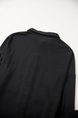 Black Sequin Patch Chest Pocket Corded Shacket Jackets JT's Designer Fashion