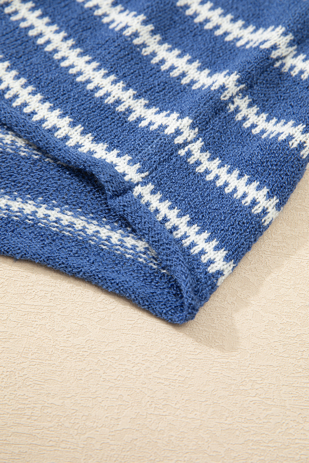 Sky Blue Stripe Drop Shoulder O Neck Plus Size Sweater Plus Size Sweaters & Cardigans JT's Designer Fashion